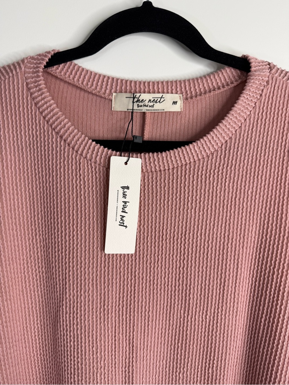 Three Bird Nest Moon Glow Texture Knit Top Dusty Rose Pink Medium NWT - Picture 5 of 10
